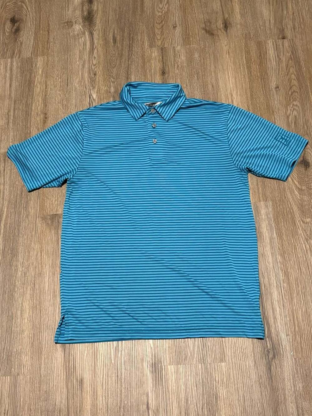 Pga Tour Striped Golf Polo Size S Blue Short Sleeve